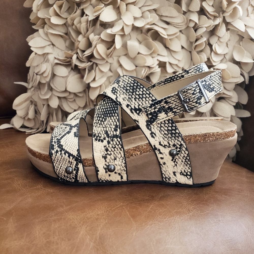 NWOT Pierre Dumas snakeskin wedges